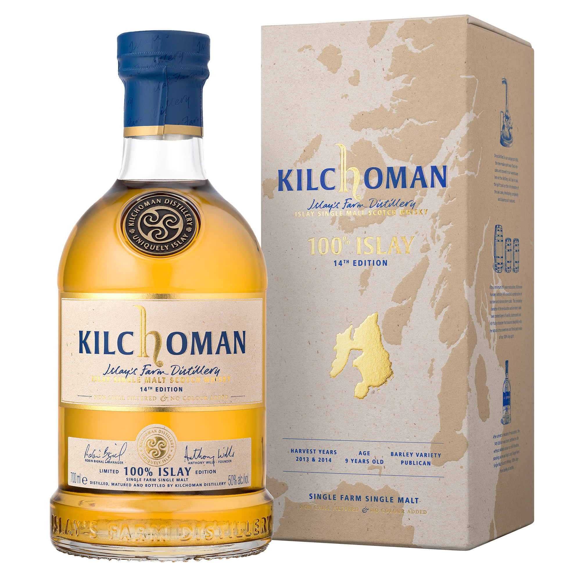 KILCHOMAN 100% ISLAY 14TH RELEASE 2024 50° CL 70